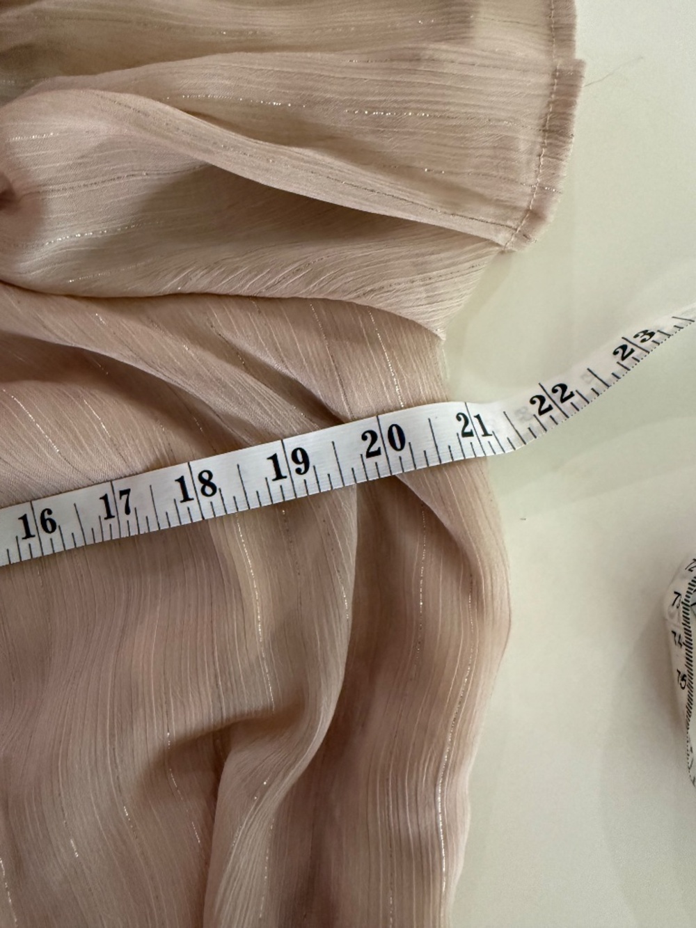 Tan & Gold Flutter Sleeve Blouse, Size L - Picture 9 of 11